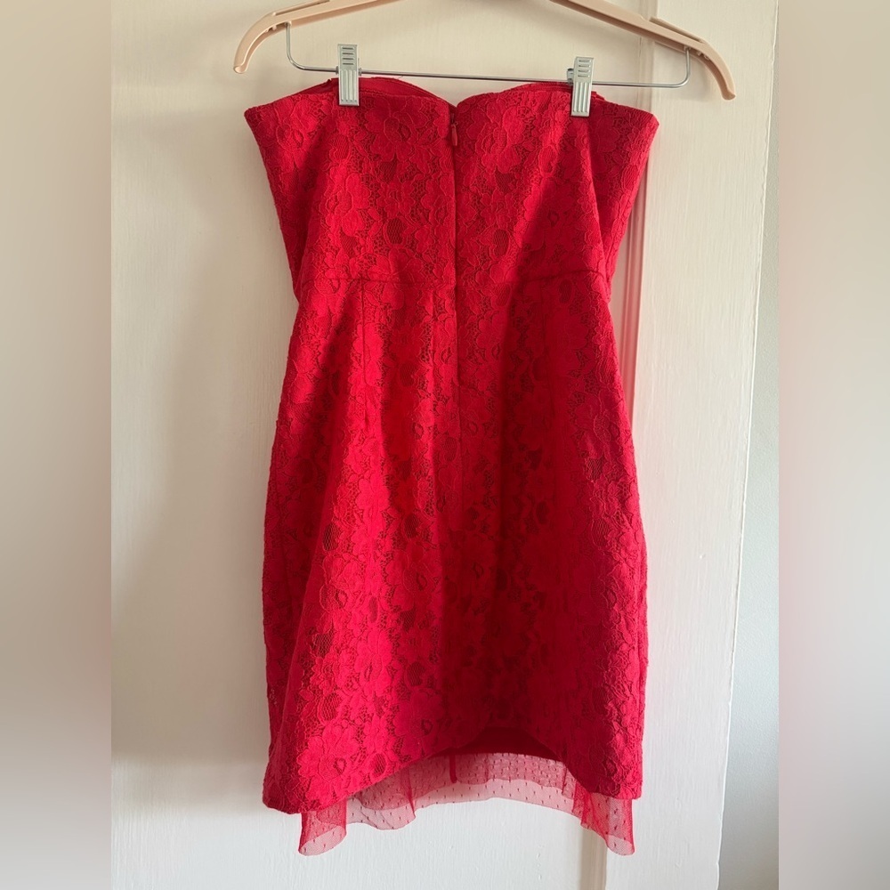 BCBGMaxAzria Red Lace Mini Dress - Picture 2 of 9